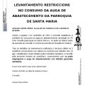 Levantamiento restricciones abastecimiento agua en ZA Coto Novelle